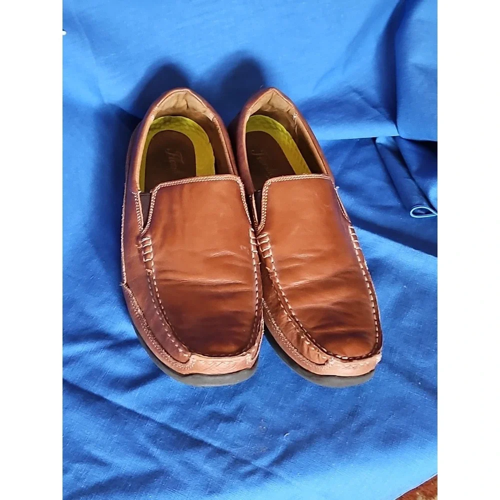Vionic Preston Leather Moc‎ Toe Orthotic Loafers Cognac Slip-On Size 9